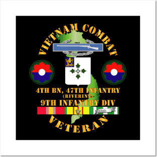 Vietnam Combat Infantry Veteran w 4th Bn 47th Inf  (Riverine) - 9th ID SSI Posters and Art